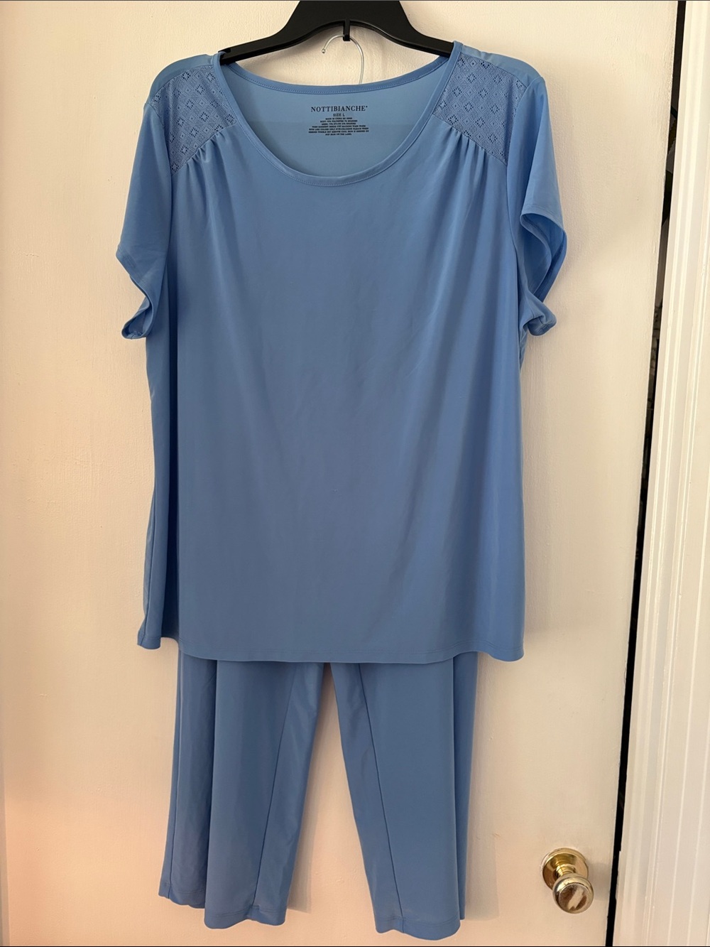 Nottibianche Women's Light Blue Lounge Set - Short Sleeve Top & Pants NWOT